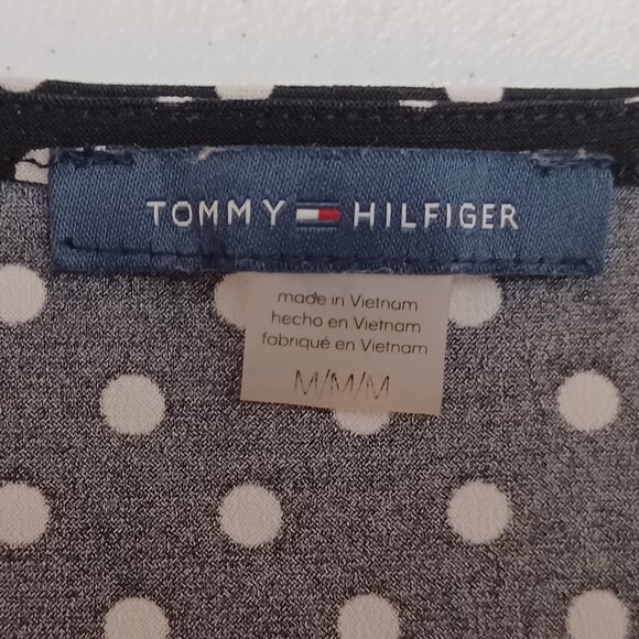 Women's Tommy Hilfiger Black & White Poka Dot Sleeveless Blouse Size Medium - Picture 3 of 9